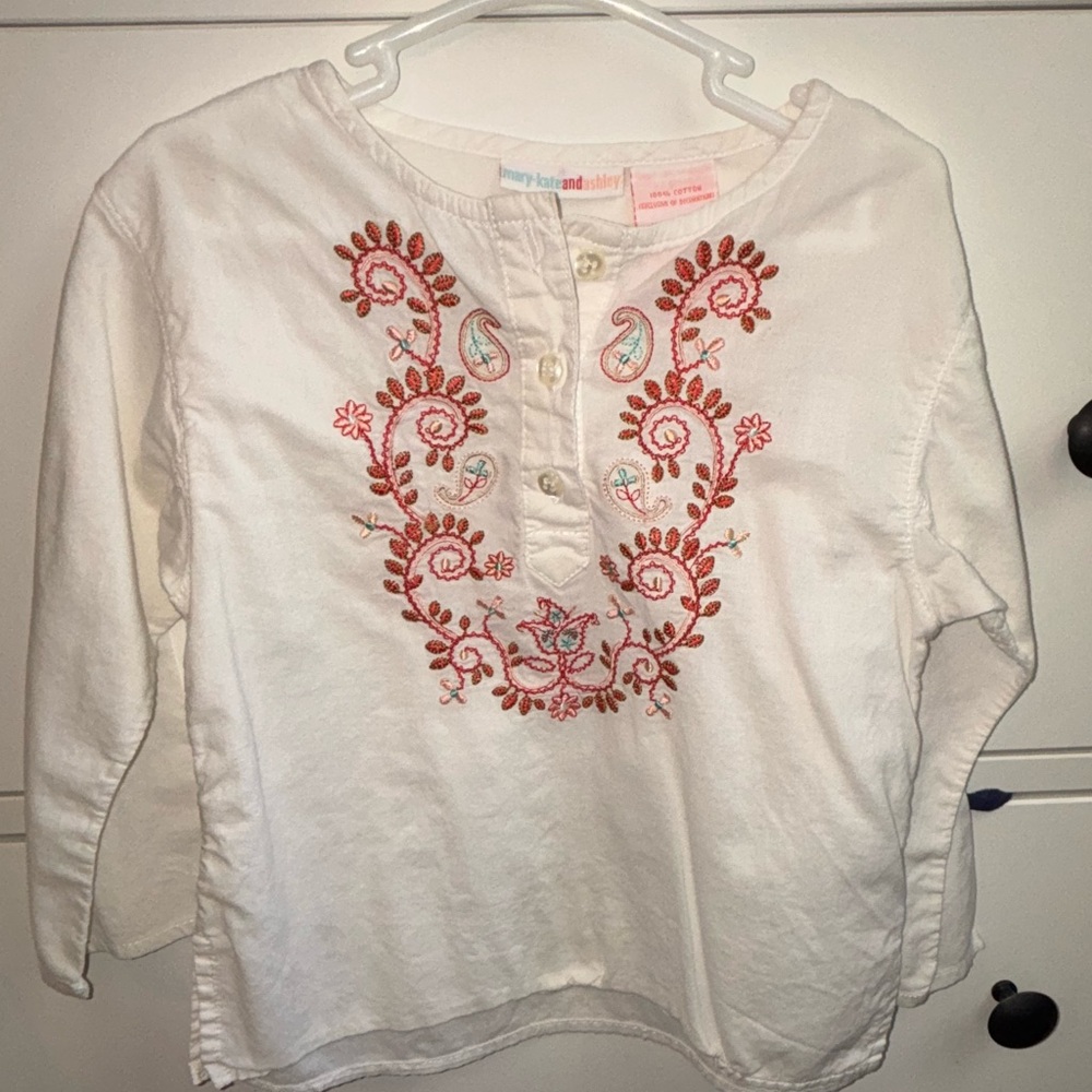 White Embroidered Marykate and Ashley blouse